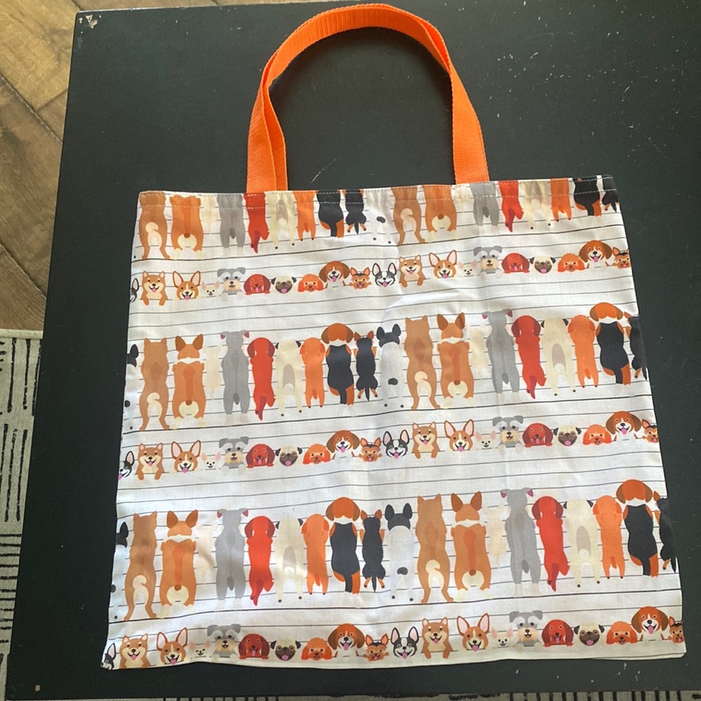 Hand Sewn Dog Print Reusable Tote Bag